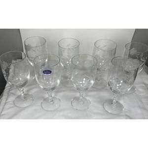 8 Iced Tea Goblet Royal Doulton COUNTRY ROSE Etched Flowers 7.75" Vintage